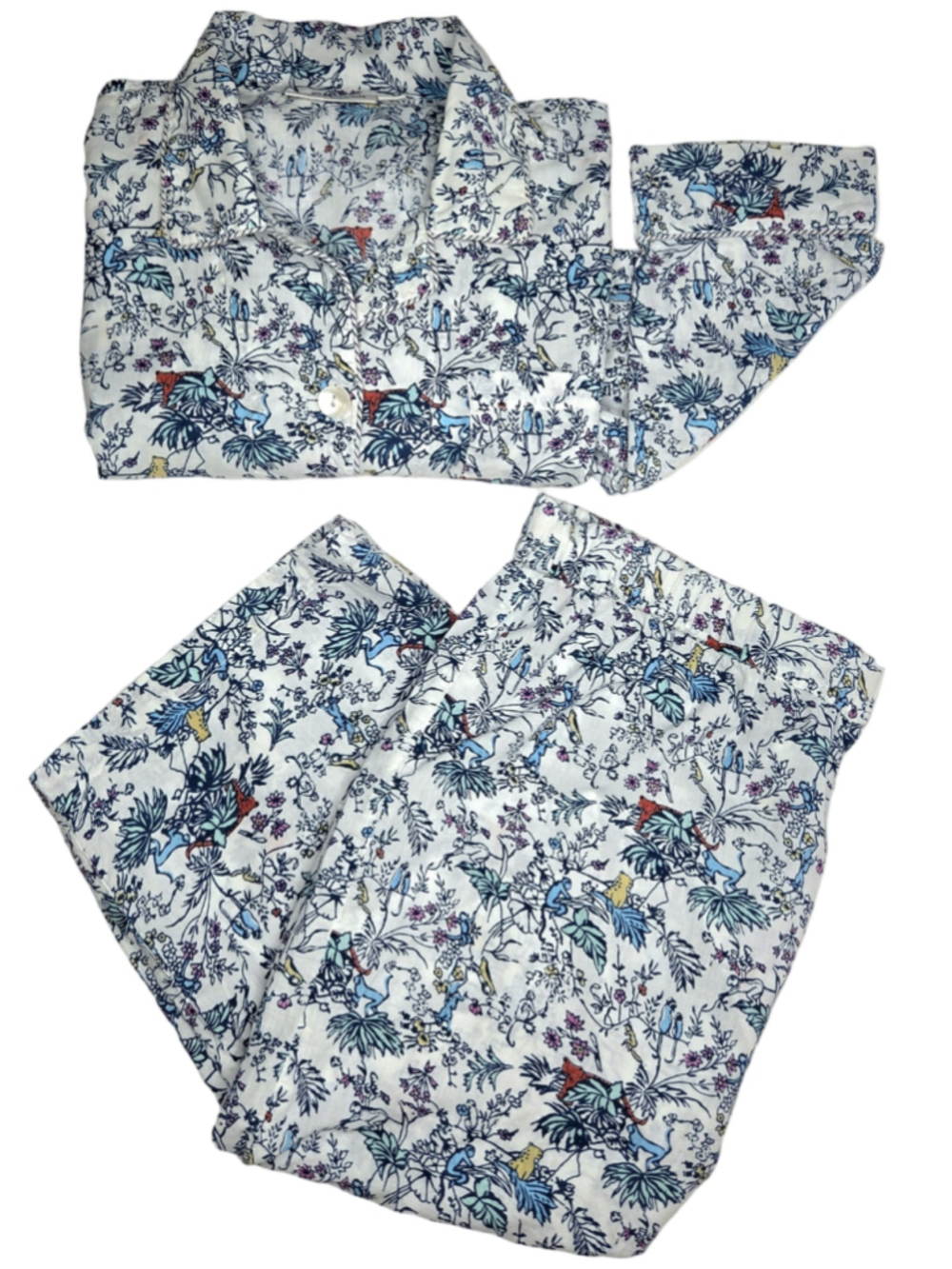 Roller Rabbit Pajama Chill Set Botanical Monkey Floral Women's Size Medium Light